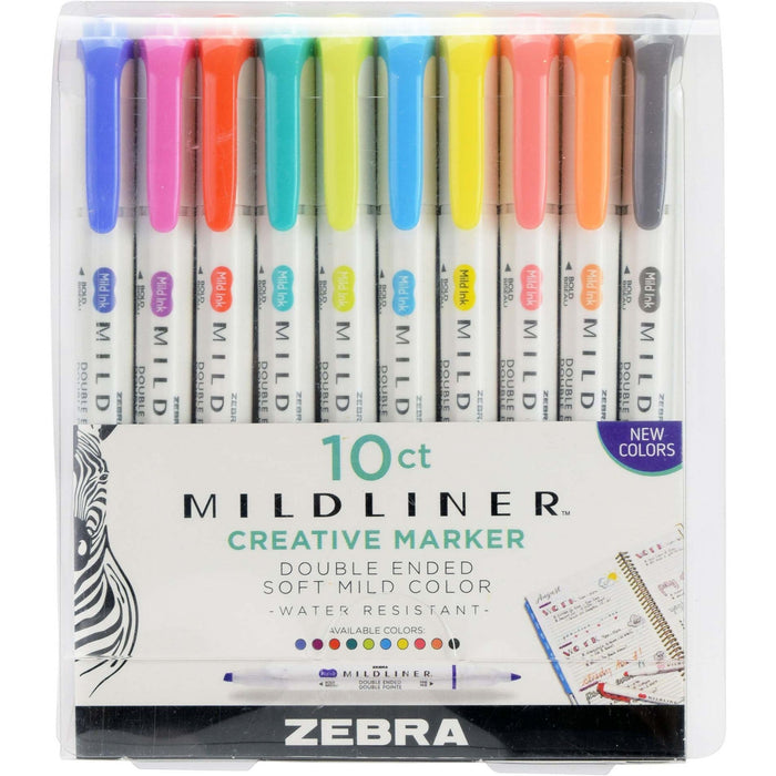 Zebra Pen Mildliner Double-ended Assorted Highlighter Set 10PK - ZEB78101
