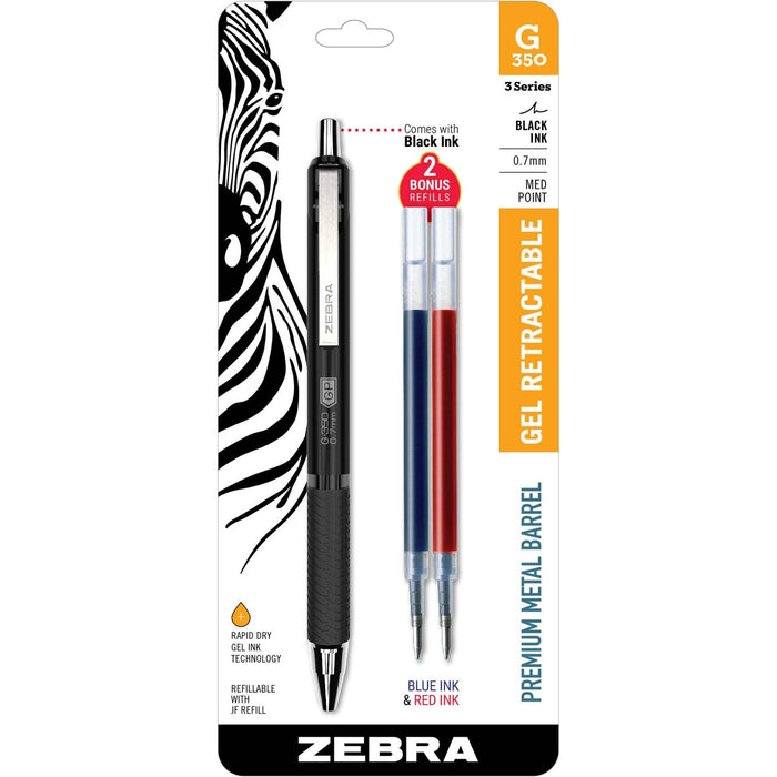 Zebra Pen STEEL 3 Series G-350 Retractable Gel Pen - ZEB40111