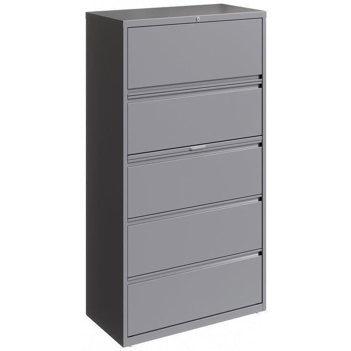 Lorell 36" Silver Lateral File - 5-Drawer - LLR00040