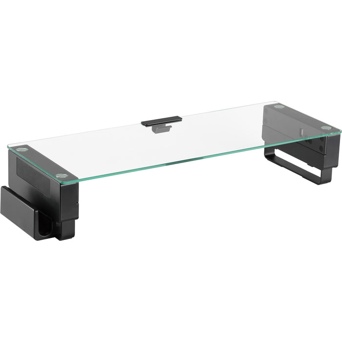 Lorell Single Shelf USB Glass Monitor Stand - LLR99532
