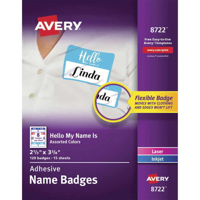 Avery&reg; Self-Adhesive Name Tags - AVE08722