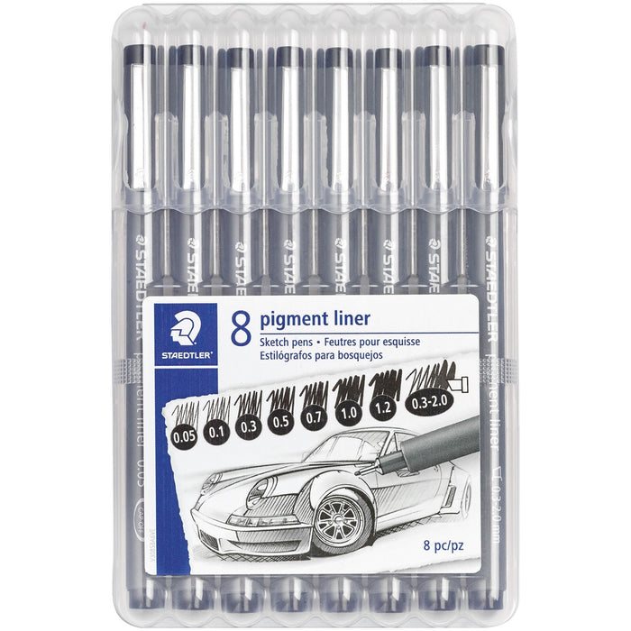 Staedtler 8 Pigment Liner Sketch Pen Set - STD308SB8