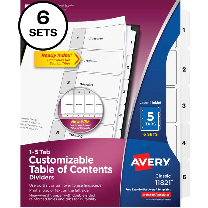 Avery&reg; Classification Folder 5-tab TOC Dividers - AVE11821
