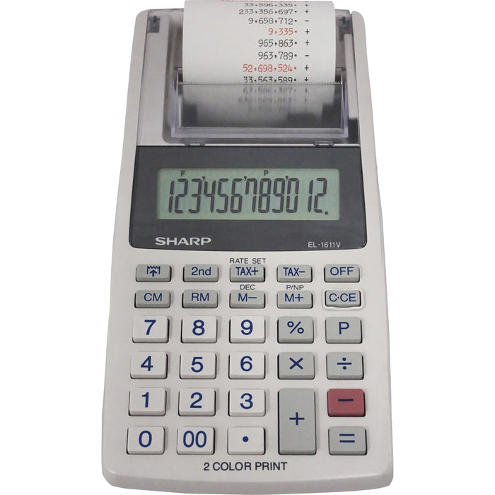 Sharp EL-1611V 12-digit Mini Printing Calculator - SHREL1611V