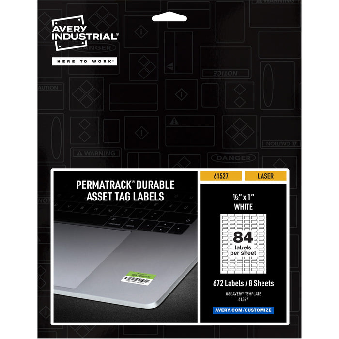 Avery&reg; PermaTrack Durable White Asset Tag Labels, 1/2" x 1" , 672 Asset Tags - AVE61527