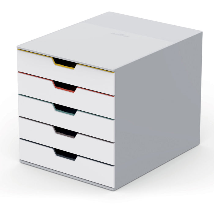 DURABLE VARICOLOR MIX 5 Drawer Desktop Storage Box, White/Multicolor - DBL762527