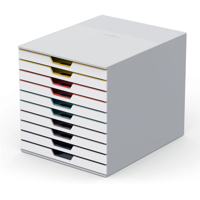 DURABLE VARICOLOR MIX 10 Drawer Desktop Storage Box, White/Multicolor - DBL763027