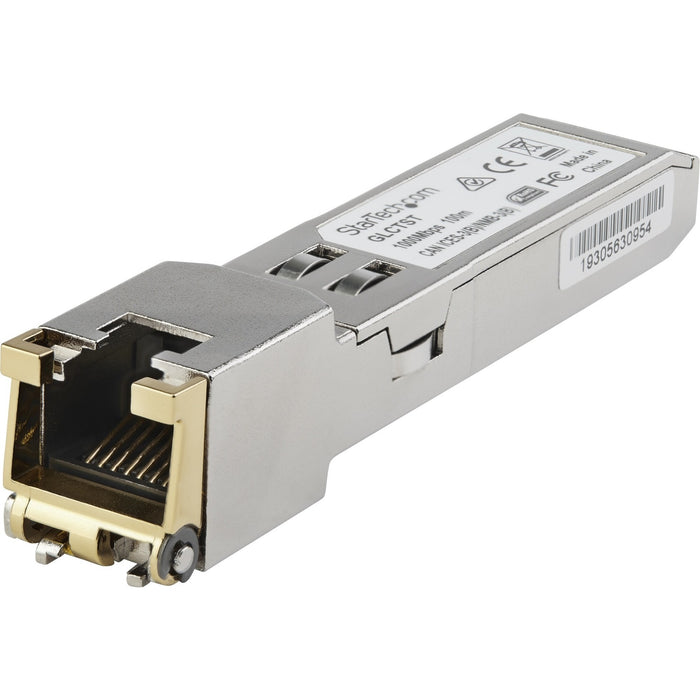 StarTech.com Juniper SFP-1GE-T Compatible SFP Module - 1000BASE-T - 1GE Gigabit Ethernet SFP to RJ45 Cat6/Cat5e Transceiver - 100m - STCSFP1GETST