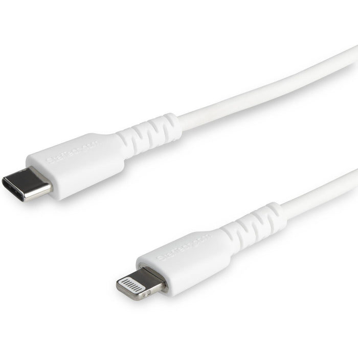 StarTech.com 3 foot/1m Durable White USB-C to Lightning Cable, Rugged Heavy Duty Charging/Sync Cable for Apple iPhone/iPad MFi Certified - STCRUSBCLTMM1MW