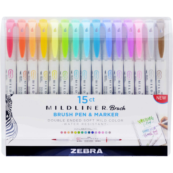 Zebra MILDLINER Dual Ended Brush Pen & Marker Set - ZEB79115