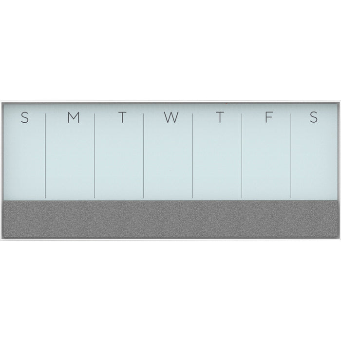 U Brands Magnetic Weekly Calendar Glass Dry Erase Board, Only for use with HIGH Energy Magnets, 14.25 x 35 Inches, White Aluminum Frame (3199U00-01) - UBR3199U0001