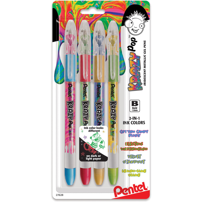 Pentel Krazy Pop Iridescent Metallic Ink Gel Pens - PENK91BP4M3