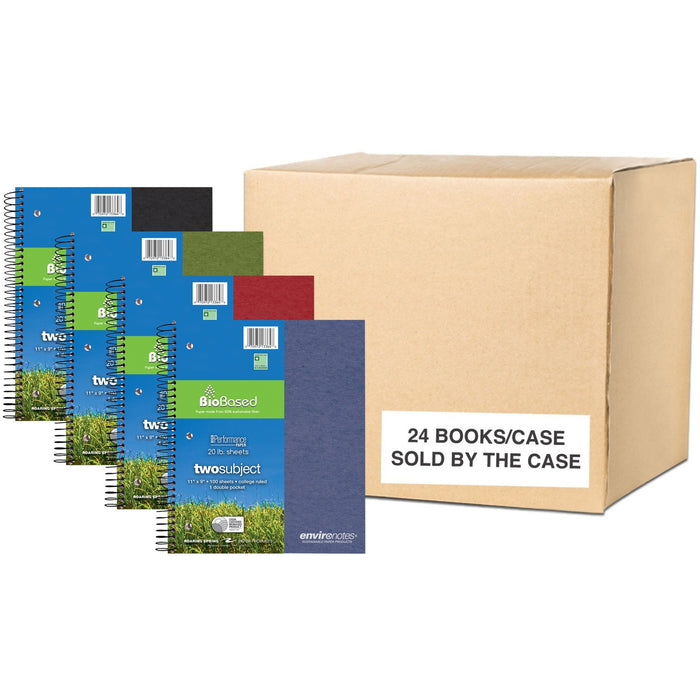 Roaring Spring EnviroNotes Earthtone 2-Subject Notebook - ROA13364CS