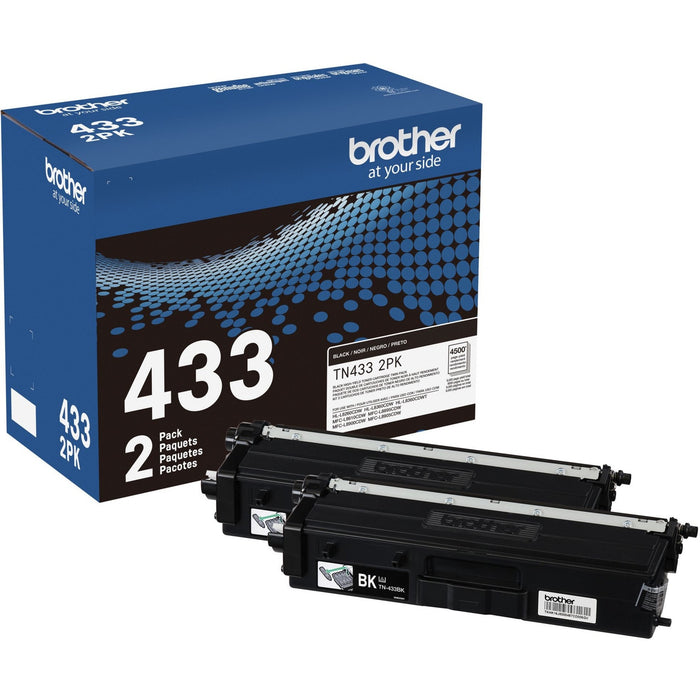 Brother TN-433 Original High Yield Laser Toner Cartridge - Twin-pack - Black - 2 / Box - BRTTN4332PK