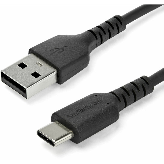 StarTech.com 1m USB A to USB C Charging Cable - Durable Fast Charge & Sync USB 2.0 to USB Type C Data Cord - Aramid Fiber M/M 3A Black - STCRUSB2AC1MB