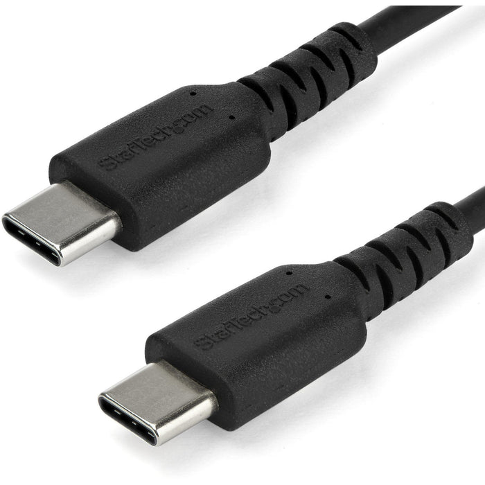 StarTech.com 2m USB C Charging Cable - Durable Fast Charge & Sync USB 2.0 Type C to C Charger Cord - TPE Jacket Aramid Fiber M/M 60W Black - STCRUSB2CC2MB