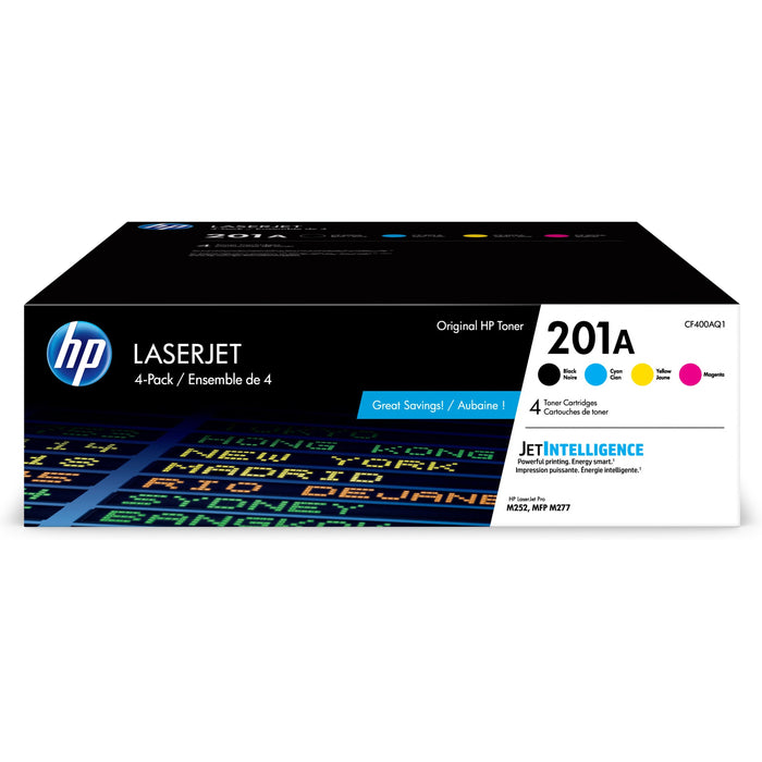 HP 201A Original Laser Toner Cartridge - Combo Pack - Black, Cyan, Magenta, Yellow - 4 / Carton - HEWCF400AQ1