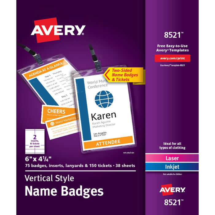 Avery&reg; Vertical Name Badges & Tickets - AVE8521