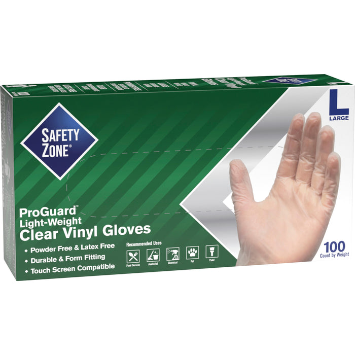 Safety Zone Powder Free Clear Vinyl Gloves - SZNGVP9LGHHCT