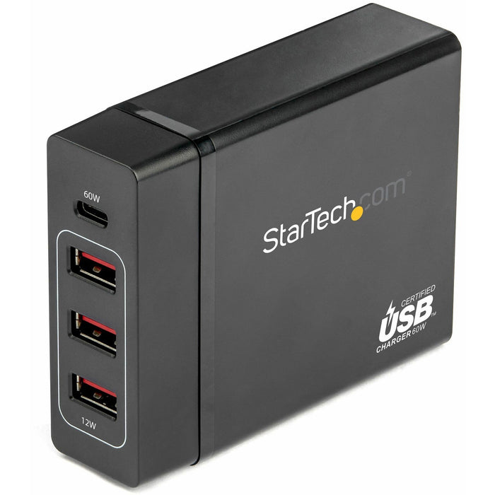 StarTech.com USB-C Charging Station, 72W, 1x USB-C + 3x USB-A, Portable Charger with PD, Laptop Replacement Charger, USB-C Power Adapter - STCDCH1C3A