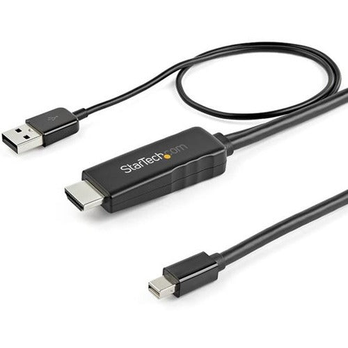 StarTech.com 3ft (1m) HDMI to Mini DisplayPort Cable 4K 30Hz - Active HDMI to mDP Adapter Cable with Audio - USB Powered - Video Converter - STCHD2MDPMM1M