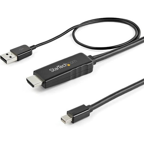 StarTech.com 6ft (2m) HDMI to Mini DisplayPort Cable 4K 30Hz - Active HDMI to mDP Adapter Cable with Audio - USB Powered - Video Converter - STCHD2MDPMM2M