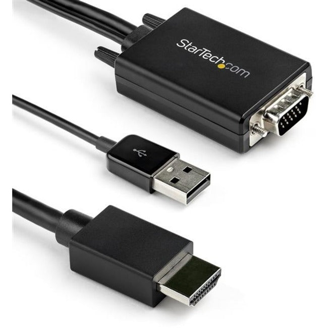 StarTech.com 10ft VGA to HDMI Converter Cable with USB Audio Support - 1080p Analog to Digital Video Adapter Cable - Male VGA to Male HDMI - STCVGA2HDMM10