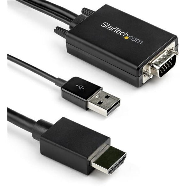 StarTech.com 6ft VGA to HDMI Converter Cable with USB Audio Support - 1080p Analog to Digital Video Adapter Cable - Male VGA to Male HDMI - STCVGA2HDMM6