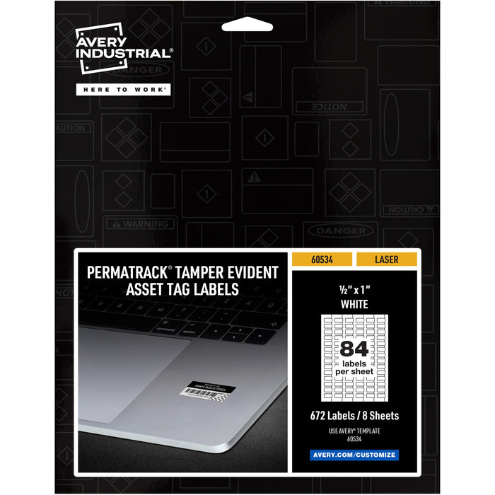 Avery&reg; PermaTrack Tamper-Evident Asset Tag Labels, 1/2" x 1" , 672 Asset Tags - AVE60534