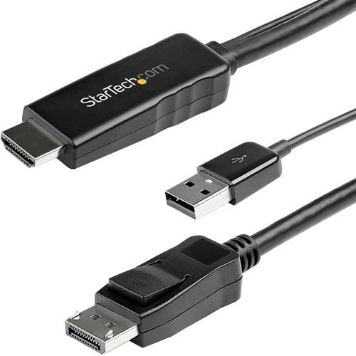 StarTech.com 2m (6ft) HDMI to DisplayPort Cable 4K 30Hz - Active HDMI 1.4 to DP 1.2 Adapter Cable with Audio - USB Powered Video Converter - STCHD2DPMM2M