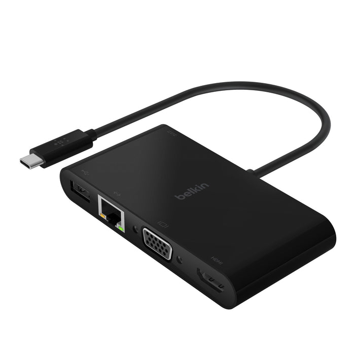 Belkin USB-C Multiport Adapter, USB-C to HDMI - USB A 3.0 - VGA, up to 100W Power Delivery, up 4k Resolution - BLKAVC004BKBL