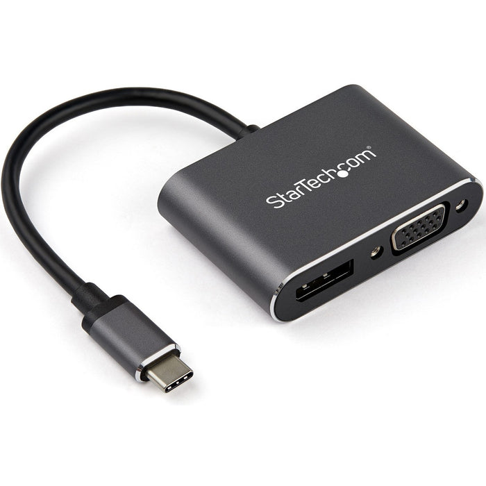 StarTech.com USB C Multiport Video Adapter - USB-C to 4K 60Hz DisplayPort 1.2 HBR2 HDR or 1080p VGA Monitor Adapter - USB Type-C 2-in-1 - STCCDP2DPVGA