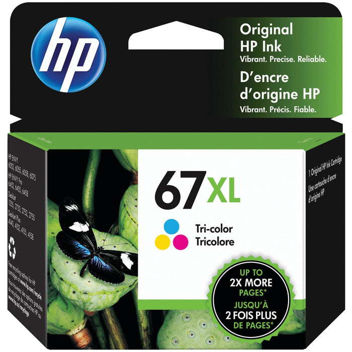 HP 67XL Original High Yield Inkjet Ink Cartridge - Tri-color - 1 Each - HEW3YM58AN