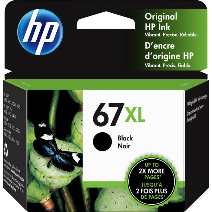 HP 67XL Original High Yield Inkjet Ink Cartridge - Black - 1 Each - HEW3YM57AN