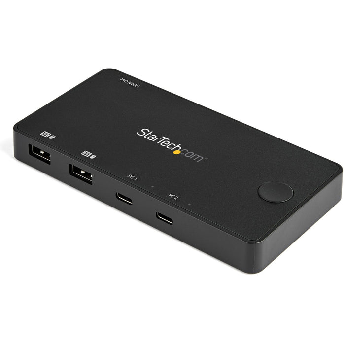 StarTech.com 2 Port USB C KVM Switch - 4K 60Hz HDMI - Compact UHD Desktop KVM Switch w/USB Type C Cables - Bus Powered MacBook ThinkPad - STCSV211HDUC