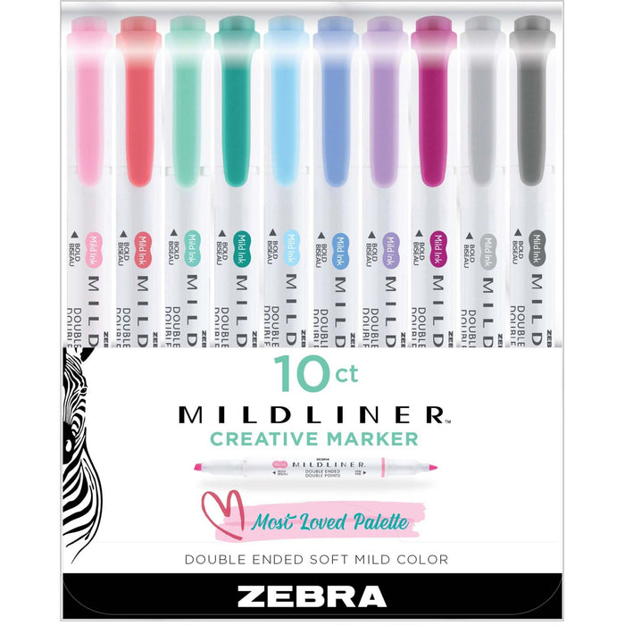 Zebra Pen Mildliner Double-ended Assorted Highlighter Set 10PK - ZEB78501