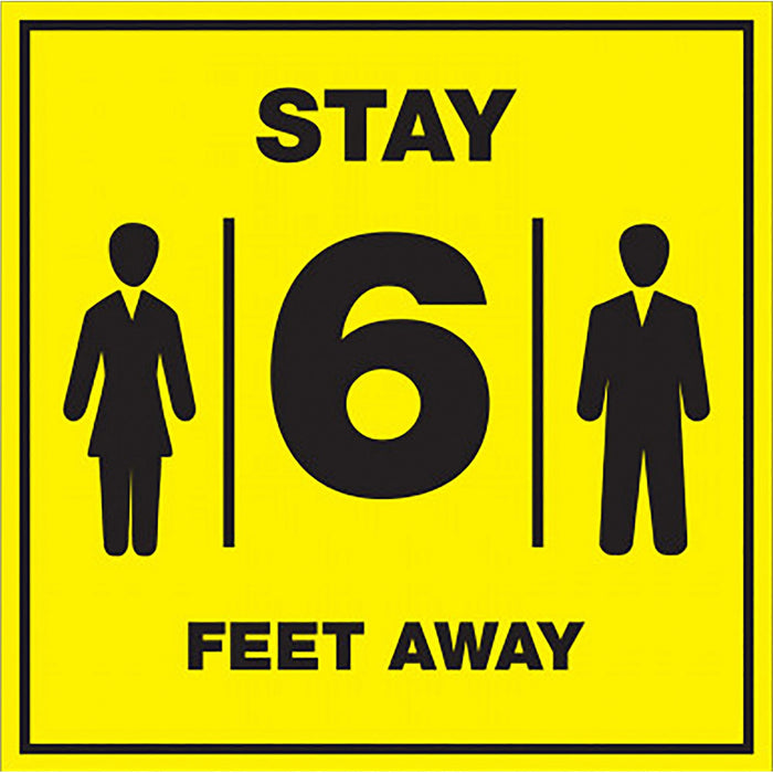 Lorell Stay 6 Feet Away Bright Yellow Sign - LLR00257