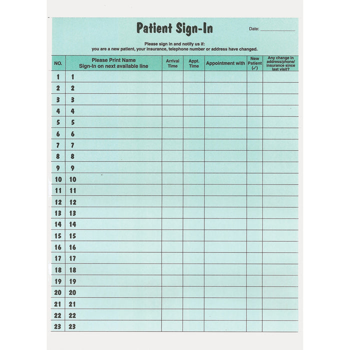Tabbies Patient Sign-In Label Forms - TAB14532