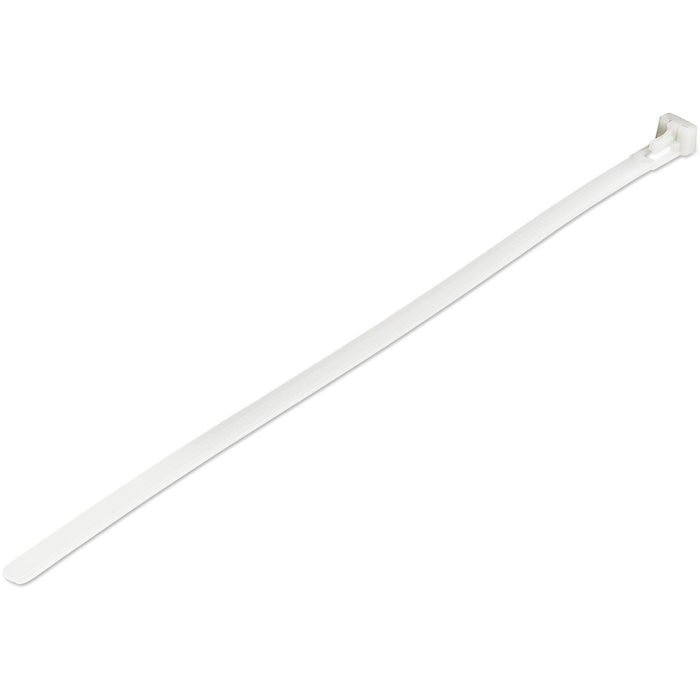StarTech.com 10"(25cm) Reusable Cable Ties, 2-1/2"(65mm) Dia. 50lb(22Kg) Tensile Strength, Nylon, In/Outdoor, UL Listed, 100 Pack, White - STCCBMZTRB10