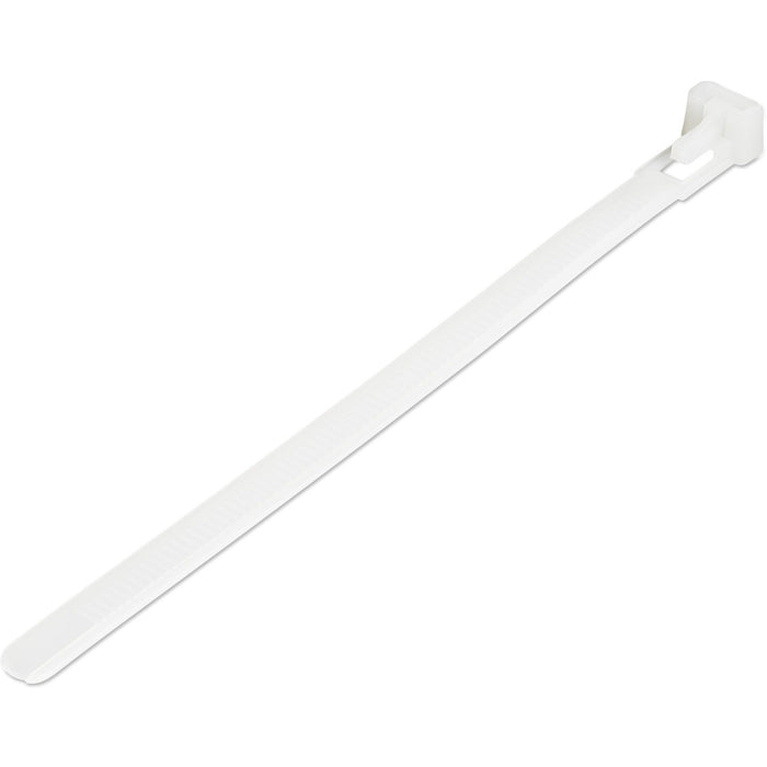 StarTech.com 6"(15cm) Reusable Cable Ties, 1-3/8"(35mm) Dia. 50lb(22Kg) Tensile Strength, Nylon, In/Outdoor, UL Listed, 100 Pack, White - STCCBMZTRB6
