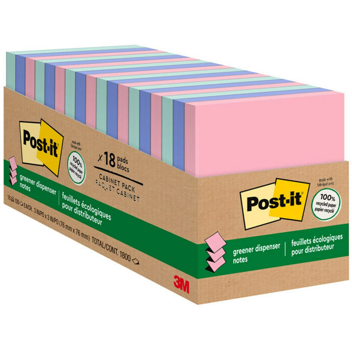 Post-it&reg; Greener Dispenser Notes - MMMR330RP18CP