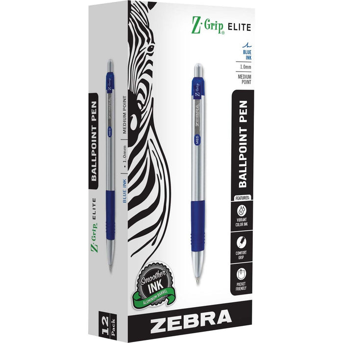 Zebra Pen Z-Grip Elite Metal Retractable Ballpoint Pen - ZEB27020