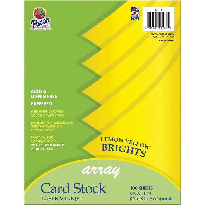 Pacon Color Brights Cardstock - Lemon Yellow - PACP101172