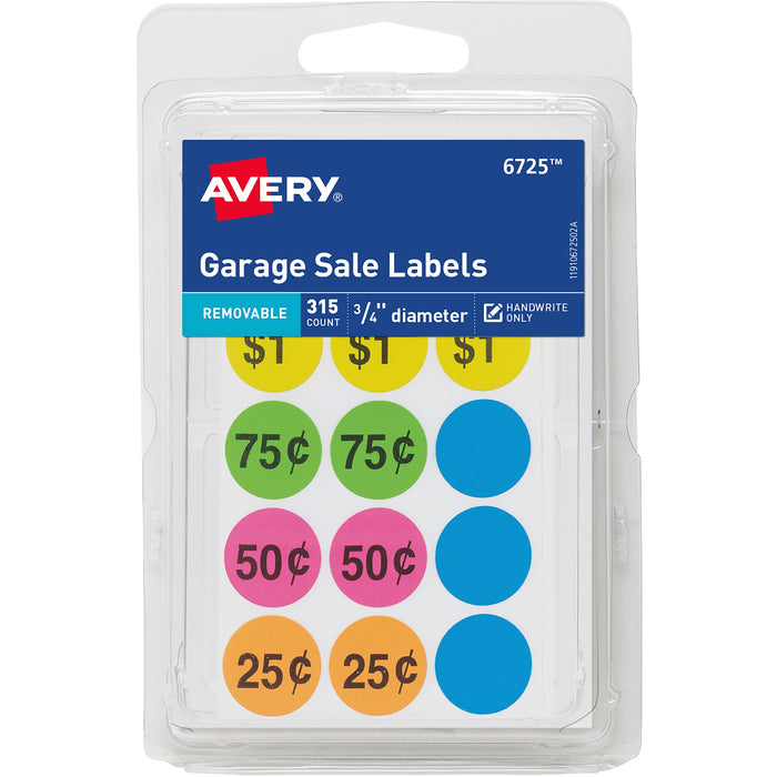 Avery&reg; Garage Sale Stickers, 3/4" Diameter, 315 Total (6725) - AVE06725