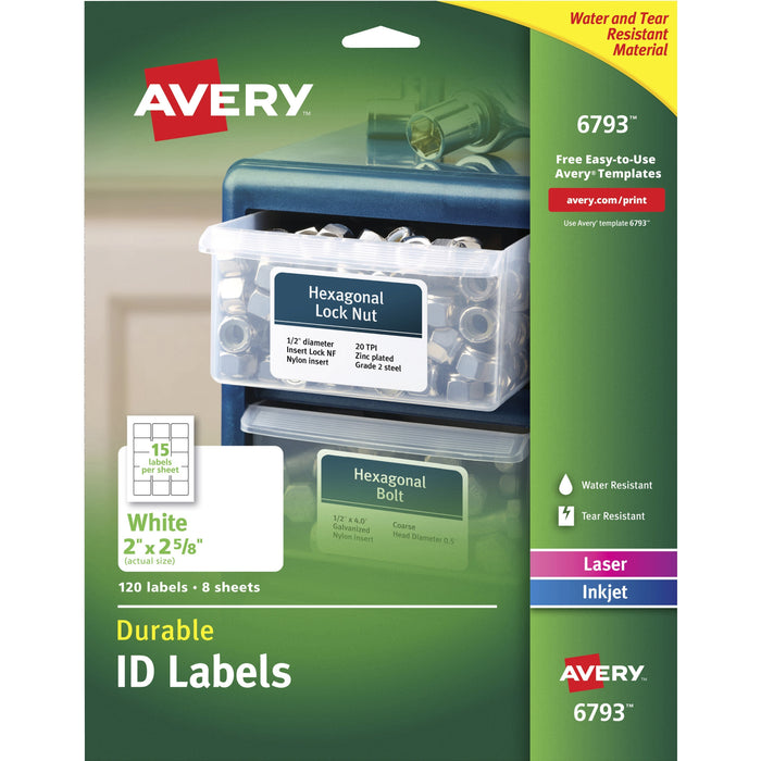 Avery&reg; Durable Easy Peel ID Labels, 2" x 2-5/8" , 120 Labels (6793) - AVE06793