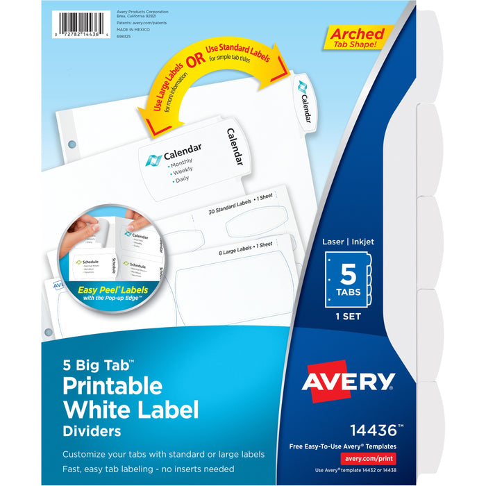 Avery&reg; Big Tab Printable White Label Dividers - AVE14436