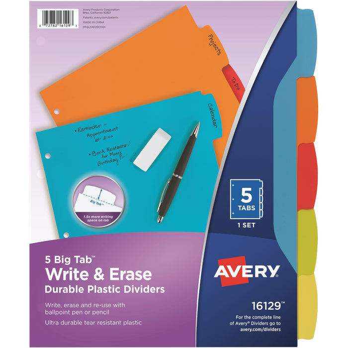 Avery&reg; Big Tab Write & Erase Durable Plastic Dividers - AVE16129