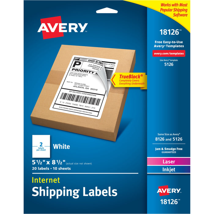 Avery&reg; TrueBlock Shipping Label - AVE18126