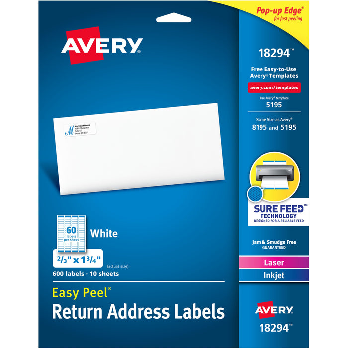 Avery&reg; Easy Peal Sure Feed Address Labels - AVE18294