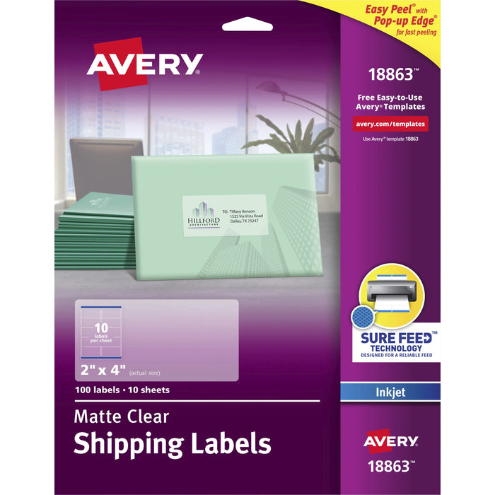 Avery&reg; Easy Peel Inkjet Printer Mailing Labels - AVE18863